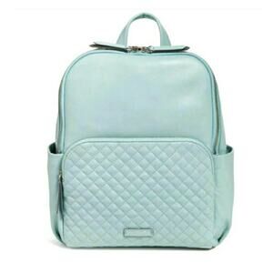 Vera Bradley Small Backpack Genuine Leather Carryall Quilted Dusty Blue NWT